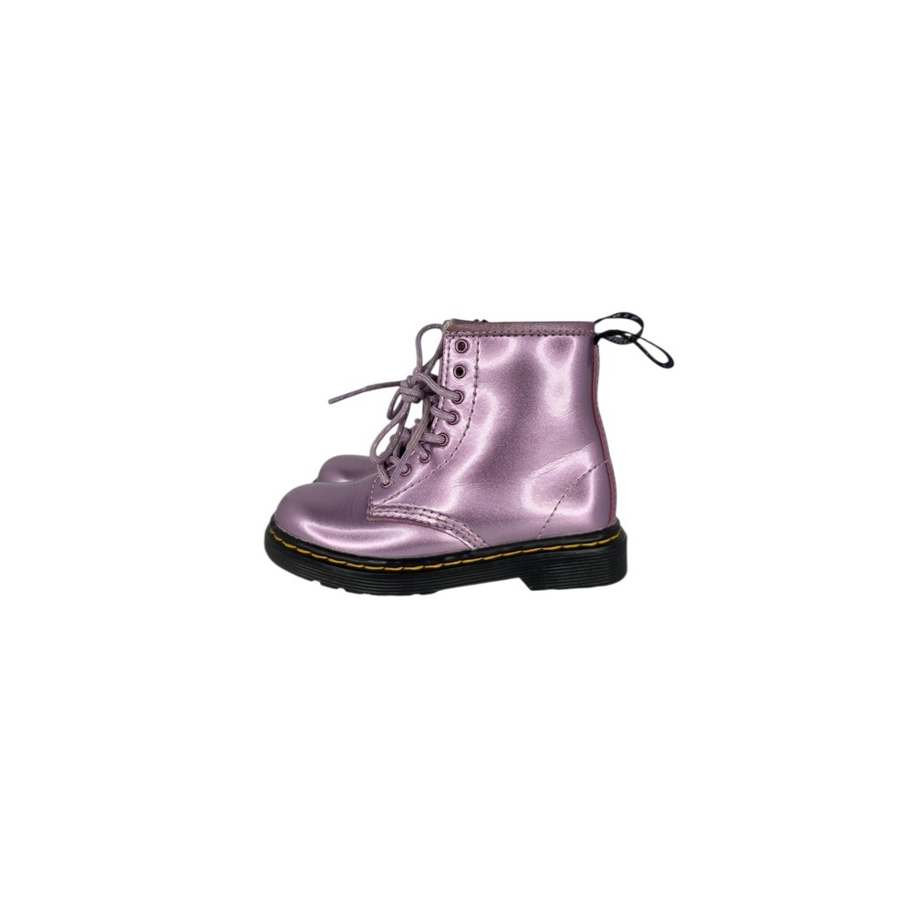 Dr. Martens 1460 T Boots Toddler 8 Pink Metallic Shiny Combat Zip Up Lace Up